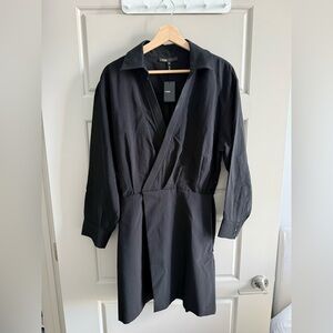 Maje Black Wrap-Effect Woven Black Playsuit